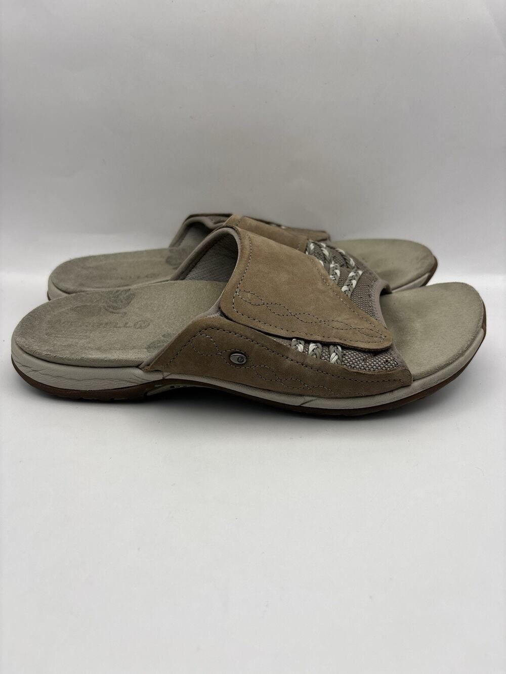 Merrell Lilyfern Tan Nubuck Leather Slide Sandals Women Size 9
